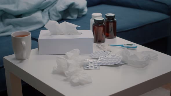 Close Up of Healthcare Treatment Tissues and Cup of Tea