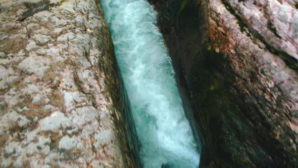 Aerial Close Up Stunning View of Okatse Canyon River Georgia