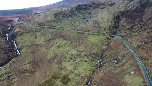 Aerial View of Granny's Pass Is Close To Glengesh Pass in Country Donegal, Ireland