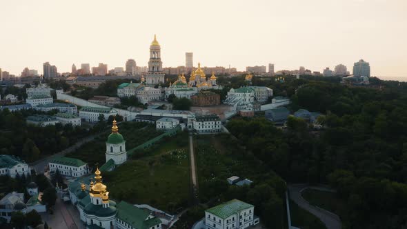 Magical Aerial View of the Kiev Pechersk Lavra Monastery