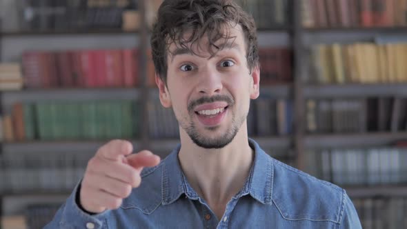 Inviting Gesture By Beard Casual Young Man