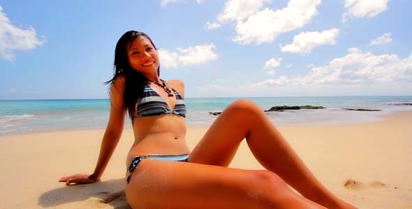 Sexy Asian Girl At Exotic Beach