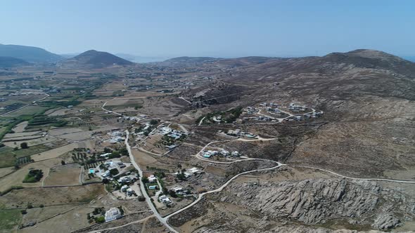 Kolimpithres beach on Paros island in the Cyclades in Greece viewed from the sky