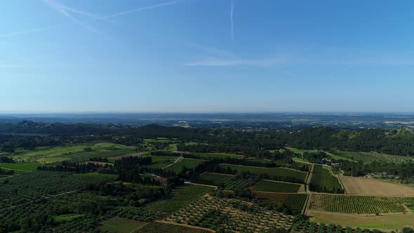 Alpilles natural park near Les Baux-de-Provence in France from the sky