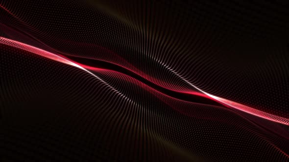 Flowing Red and Golden Digital Fractal Wave Background