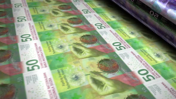 Swiss Francs money banknotes printing seamless loop