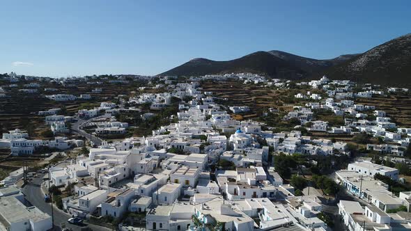 Apollonia village on Sifnos island in the cyclades in Greece aerial view