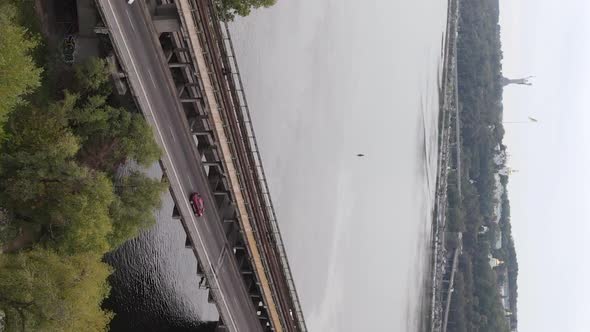 Vertical Video Aerial View of the Dnipro River  the Main River of Ukraine