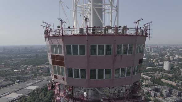 Kyiv. Ukraine: TV Tower. Aerial View. Flat, Gray