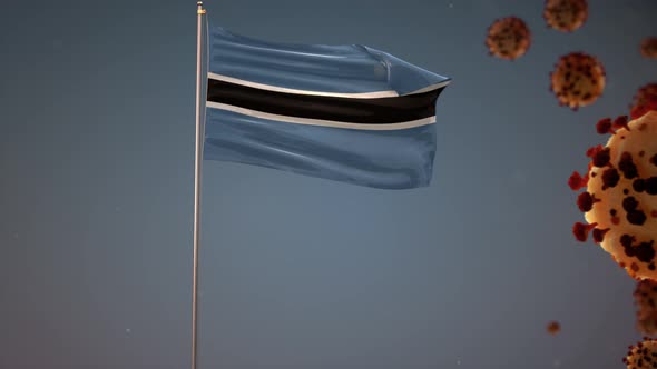 Botswana  Flag With Corona Virus Attack 4K