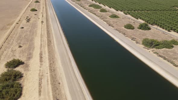 Aerial shot of one of the aqueducts that supply water to Southern California