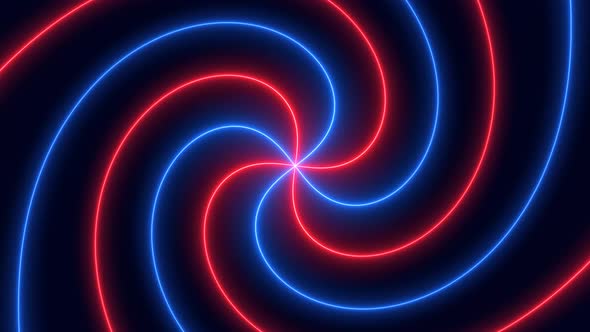 Blue Red Neon Glowing Spiral Hypnotic Animated Background