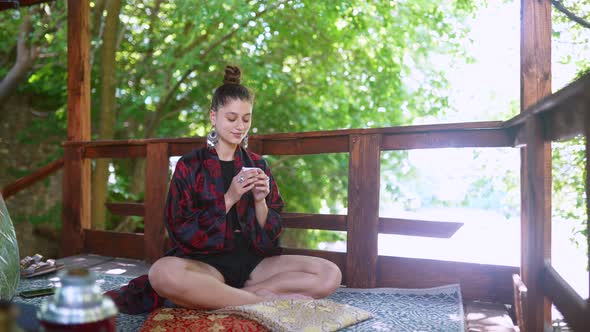 Slow Motion Shot of Woman Drinking From Tea Bowl