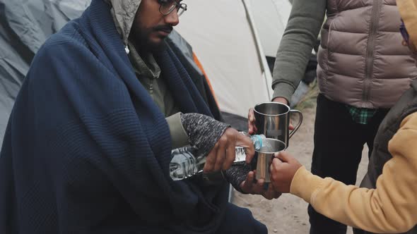 People in Refugee Camp in Lack of Water