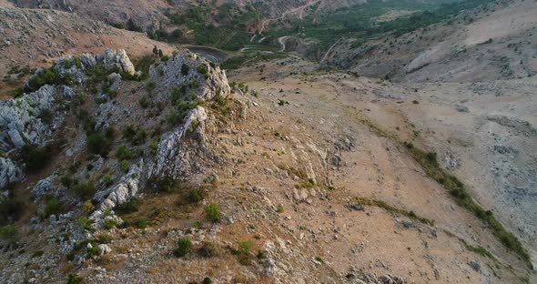 Aerial view of rock mountains in in Lebanon.