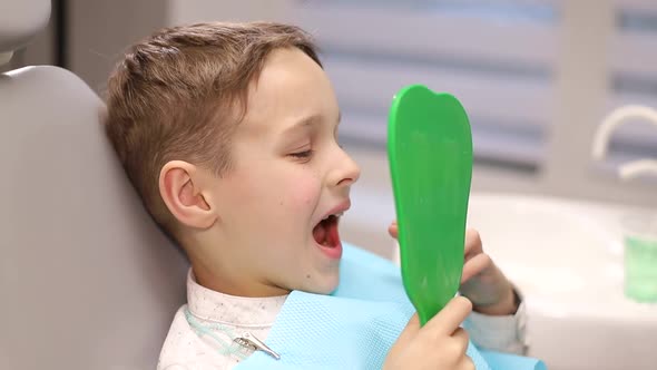 The Child is at the Dentist the Dentist Examines the Baby Teeth