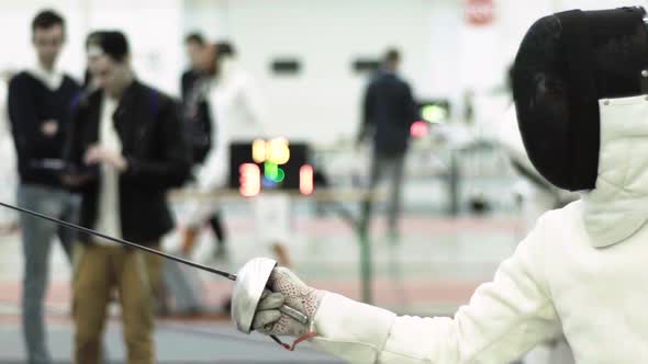 Fencing. Fencer During a Duel. Slow Motion. Kyiv. Ukraine