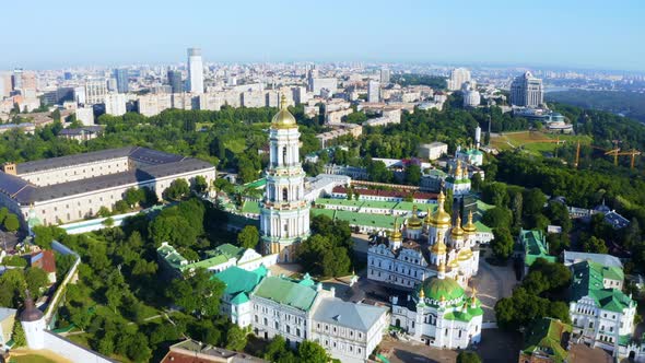 Magical Aerial View of the Kiev Pechersk Lavra Monastery