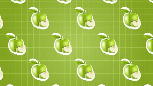 Green Apple Fruit Food Background Animation
