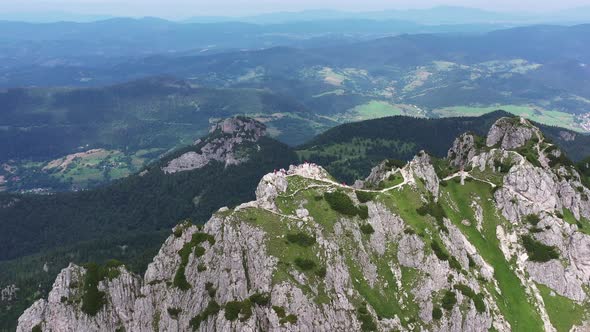 Aerial view of the top of Velky Rozsutec in the village of Terchova in Slovakia