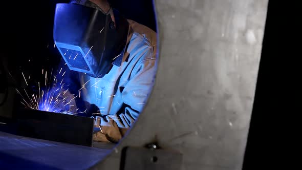 Industrial worker welding