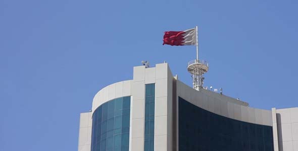 Bahrain Flag On Skyscraper