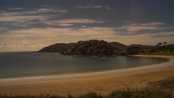 Night on beach timelapse