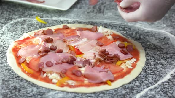 Chef Making Pizza Meat