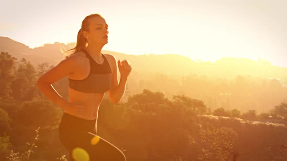 Fit Woman Jogging Los Angeles Slow-Motion