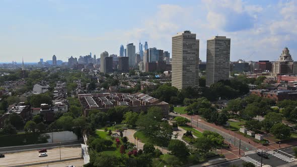 Philadelphia Aerial Perspective at Overhead View of the Over Showing Neighborhood Family Private