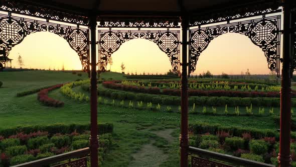 Scenic Landscape of Beautiful Summer Park Dobropark at Sunrise Motyzhyn Ukraine