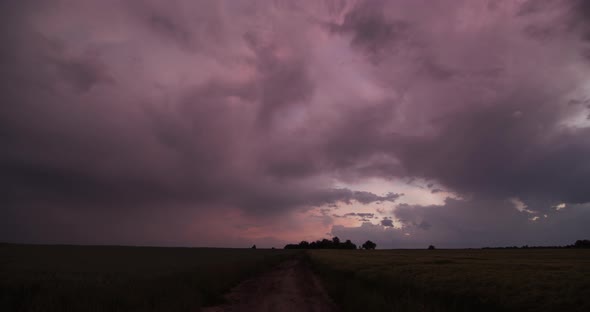Sunset With Pink Clouds  Dramatic Sky Field alt