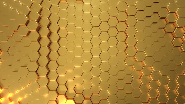 Golden Hexagons Background V2 - 4K