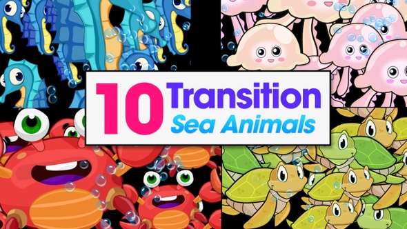Sea Animals Transition Cartoon Pack 10