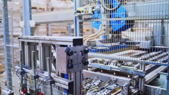 Interior of a Modern Robotic Factory of Parquet Production