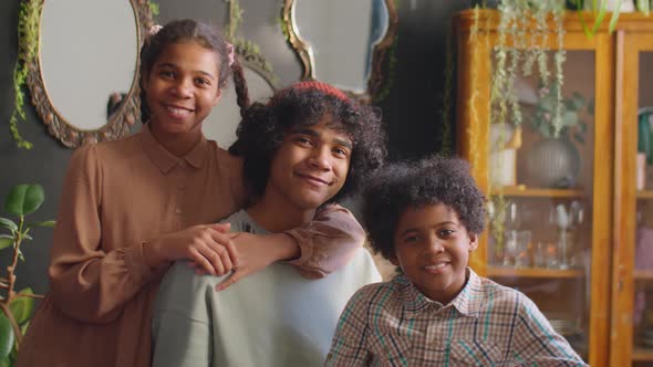 Portrait of Happy African American Kids at Home