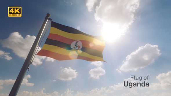 Uganda Flag on a Flagpole V2 - 4K