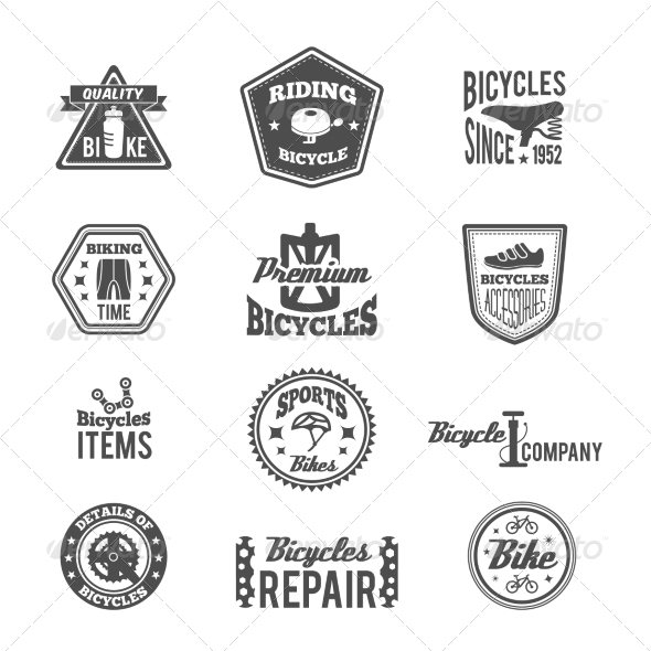 Set of Bike Monochrome Label