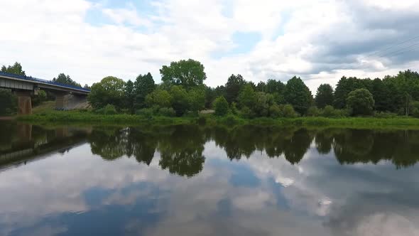 Drone Shot of Neman River in the Summer