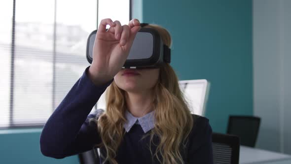 Woman wearing VR headset