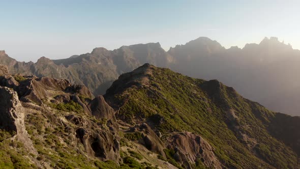 Flying Over Tropical Mountains of Madeira Island, Portugal