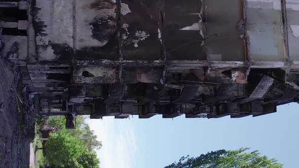 Vertical Video of the Consequences of the War in Ukraine  Burned Cars