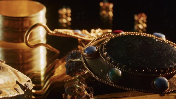 Gold Jewelry of a Scythian Priestess 2000 Years Old an Old Earring a Spinning Wheel Found During alt