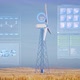 Wind Turbine In A Field With Holographic Elements - VideoHive Item for Sale