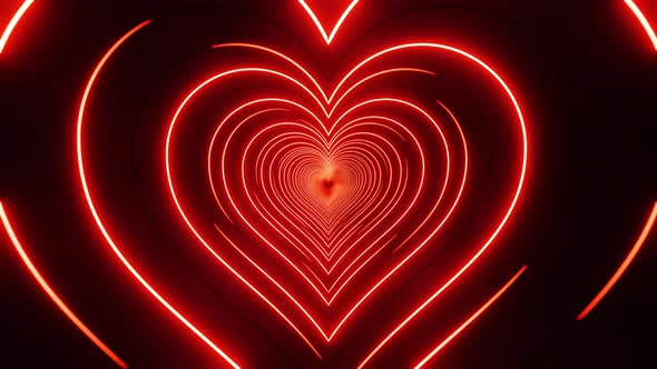 Flying through red hearts painted with light. Infinitely looped animation.