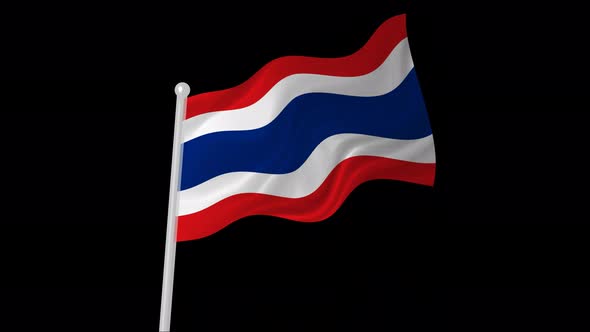 Thailand Flag Flying Animated Black Background