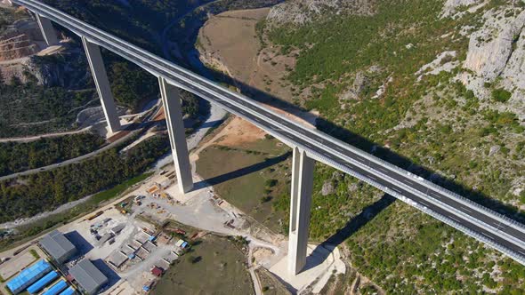 Aerial Shot of the Fully Finished Moracica Bridge in Montenegro