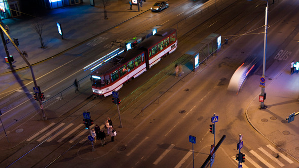 Timelapse Of Night City Traffic In Tallinn