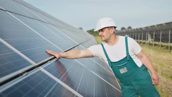 Portrait of Proud Worker Industrial Engineer in Uniform Standing on Field with