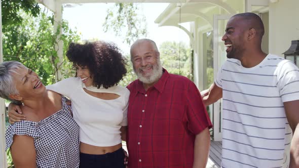 Mixed race family spending time together